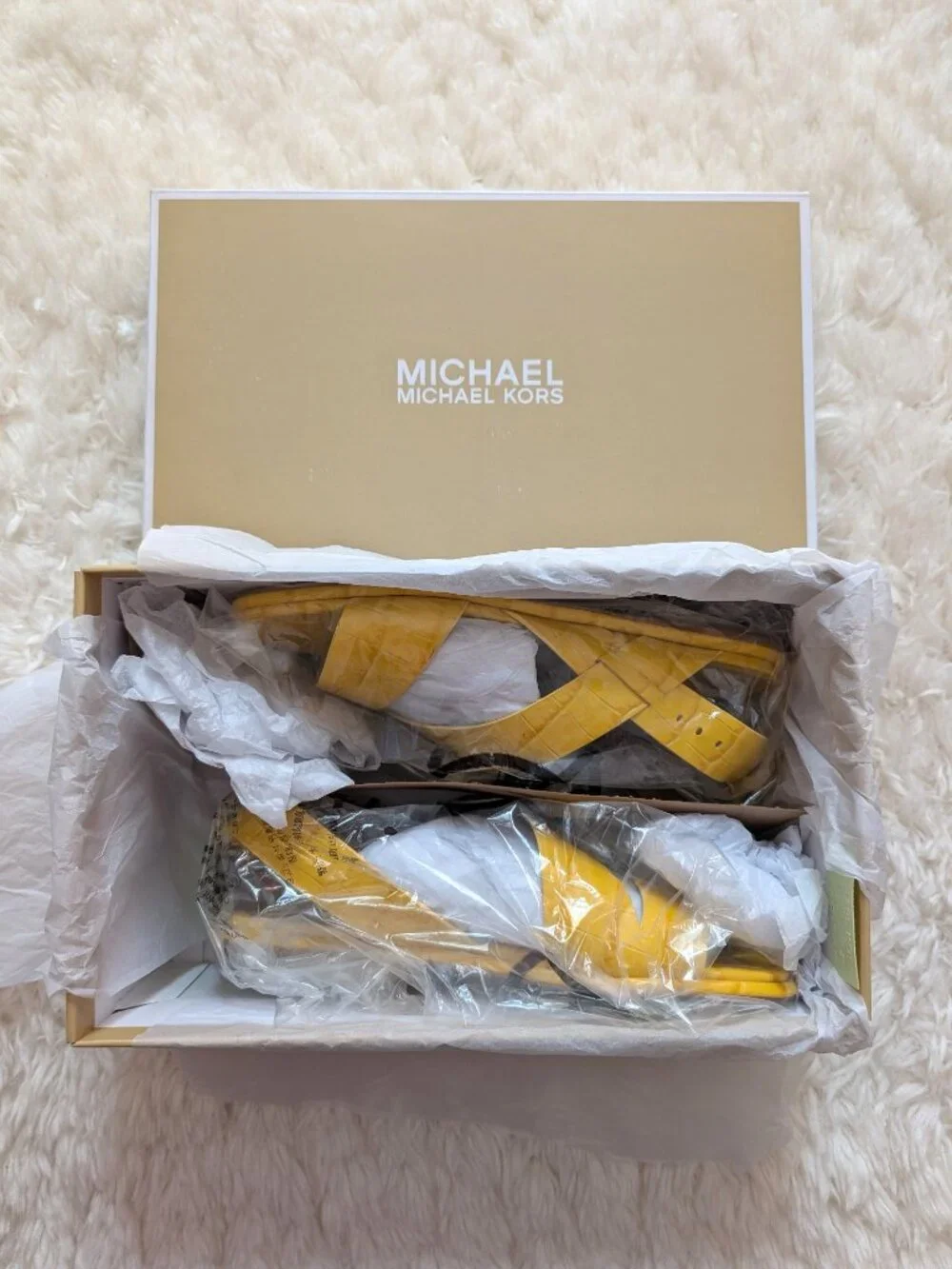 NWT Michael Kors Delilah Leather Slingback Sandals (size: 6; color: sunflower) - Picture 8 of 10